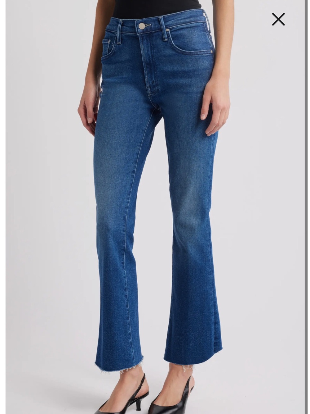 Mother The Insider High Waist Fray Hem Crop Bootcut Jeans, Size 26